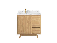 Madison Teak Wood 36 in. W x 22 in. D Left Offset Sink Bathroom Vanity - photo 25