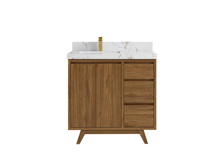Madison Teak Wood 36 in. W x 22 in. D Left Offset Sink Bathroom Vanity - photo 24