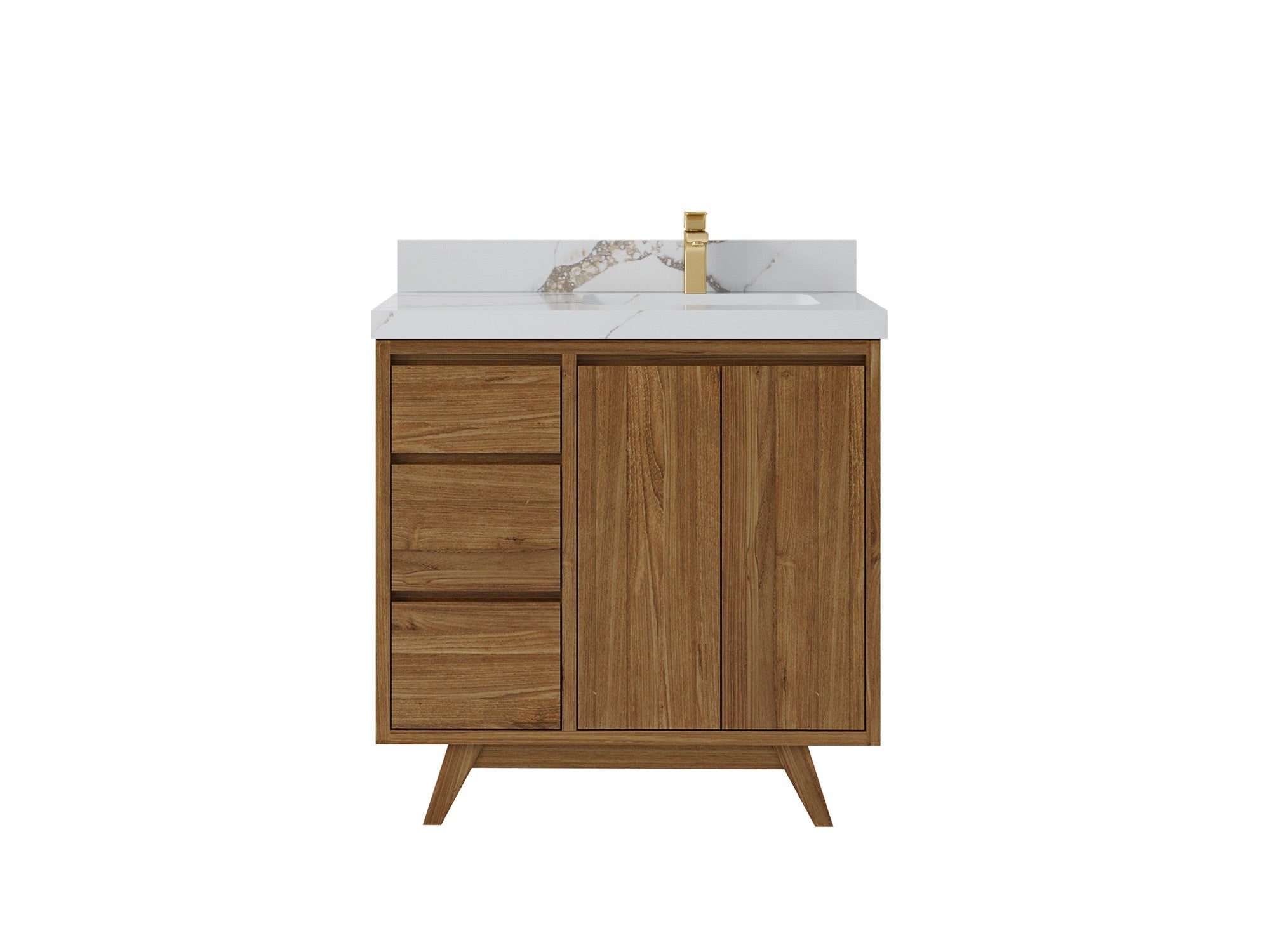 Madison Teak Wood 36 in. W x 22 in. D Right Offset Sink Bathroom Vanity - Willow Bath and Vanity