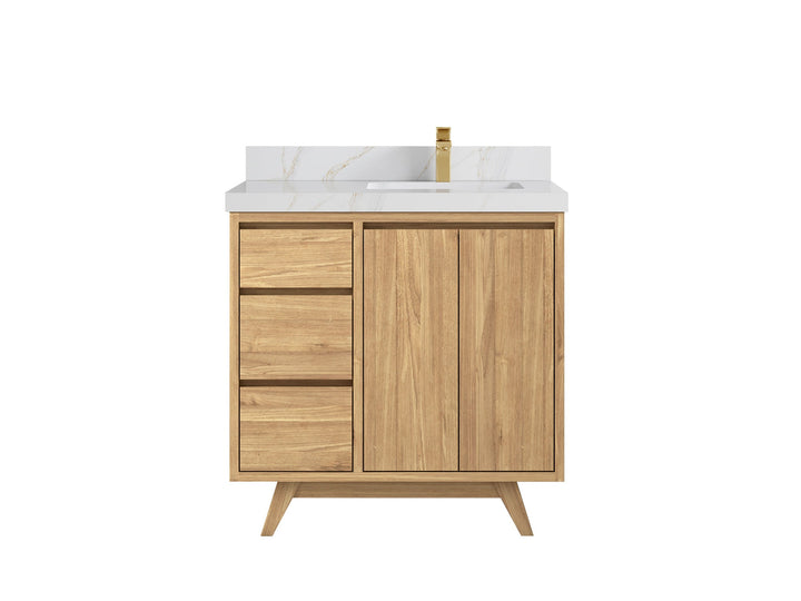 Madison Teak Wood 36 in. W x 22 in. D Right Offset Sink Bathroom Vanity - photo 22