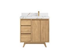 Madison Teak Wood 36 in. W x 22 in. D Right Offset Sink Bathroom Vanity - photo 23