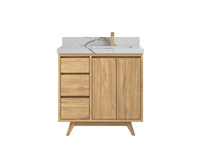 Madison Teak Wood 36 in. W x 22 in. D Right Offset Sink Bathroom Vanity - Willow Bath and Vanity