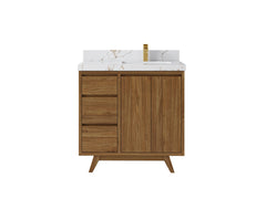 Madison Teak Wood 36 in. W x 22 in. D Right Offset Sink Bathroom Vanity - photo 23