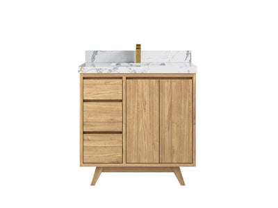 Madison Teak Wood 36" W x 22" D Center Sink Vanity – Perfect for a Modern Bathroom - Willow Bath and Vanity
