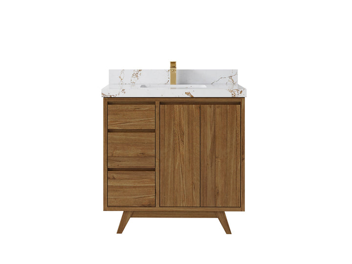 Madison Teak Wood 36" W x 22" D Center Sink Vanity – Perfect for a Modern Bathroom - photo 21