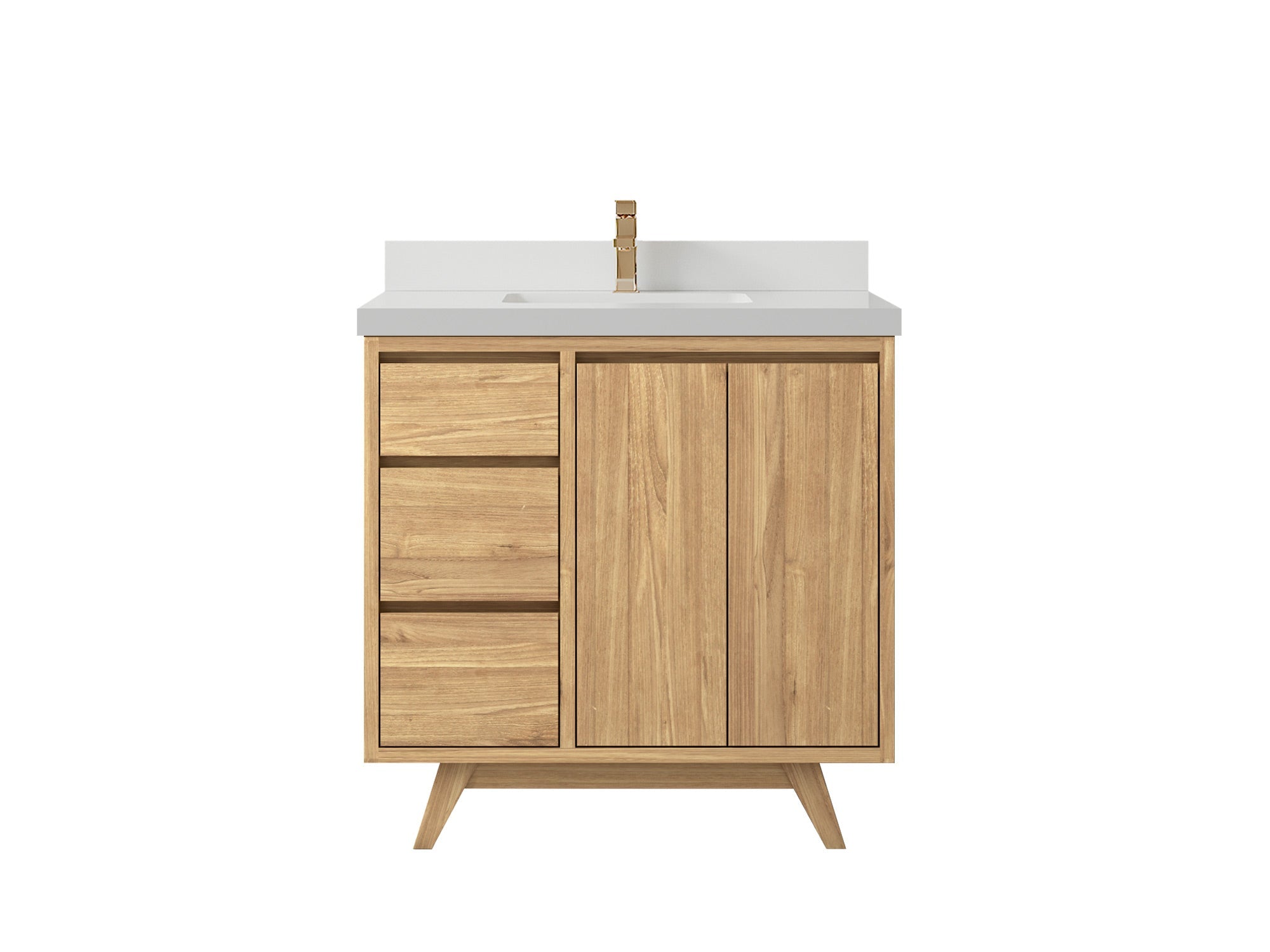 Madison Teak Wood 36" W x 22" D Center Sink Vanity – Perfect for a Modern Bathroom - Willow Bath and Vanity