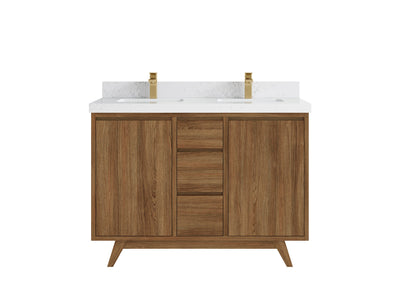 Madison Teak Wood 48 in. W x 22 in. D Double Sink Bathroom Vanity - Willow Bath and Vanity