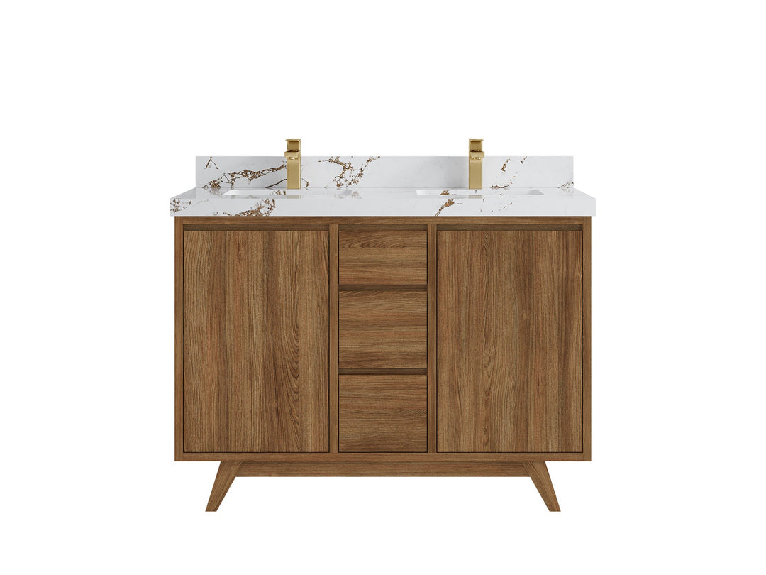 Madison Teak Wood 48 in. W x 22 in. D Double Sink Bathroom Vanity - Willow Bath and Vanity