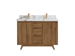 Madison Teak Wood 48 in. W x 22 in. D Double Sink Bathroom Vanity - photo 5