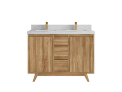 Madison Teak Wood 48 in. W x 22 in. D Double Sink Bathroom Vanity - photo 8