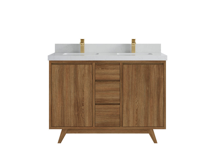Madison Teak Wood 48 in. W x 22 in. D Double Sink Bathroom Vanity - photo 9