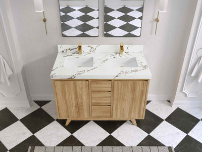 Madison Teak Wood 48 in. W x 22 in. D Double Sink Bathroom Vanity - Willow Bath and Vanity