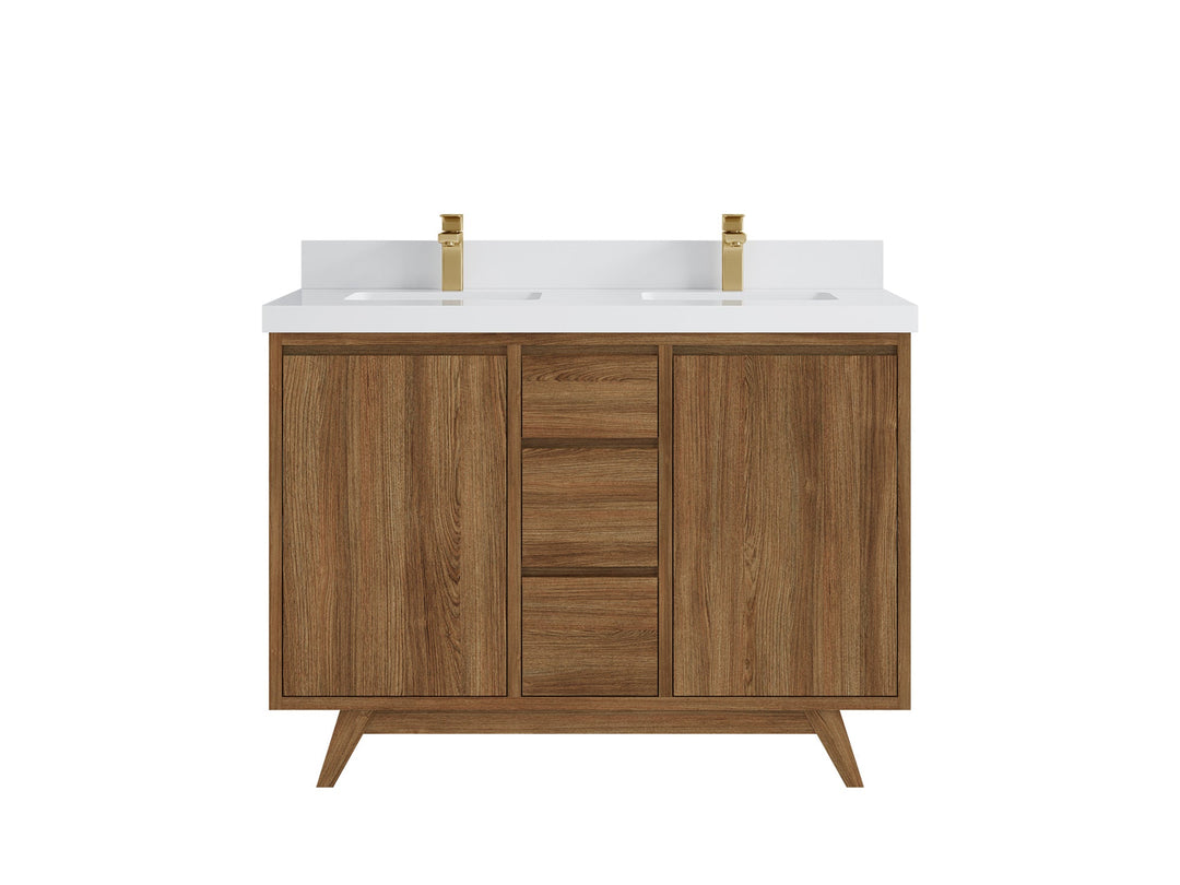 Madison Teak Wood 48 in. W x 22 in. D Double Sink Bathroom Vanity - Willow Bath and Vanity