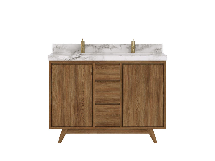 Madison Teak Wood 48 in. W x 22 in. D Double Sink Bathroom Vanity - photo 1