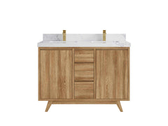 Madison Teak Wood 48 in. W x 22 in. D Double Sink Bathroom Vanity - photo 12