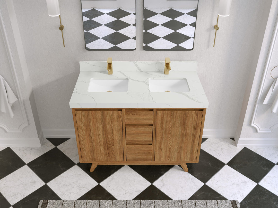 Madison Teak Wood 48 in. W x 22 in. D Double Sink Bathroom Vanity - Willow Bath and Vanity