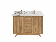 Madison Teak Wood 48 in. W x 22 in. D Double Sink Bathroom Vanity - photo 14