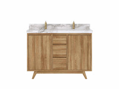 Madison Teak Wood 48 in. W x 22 in. D Double Sink Bathroom Vanity - photo 1