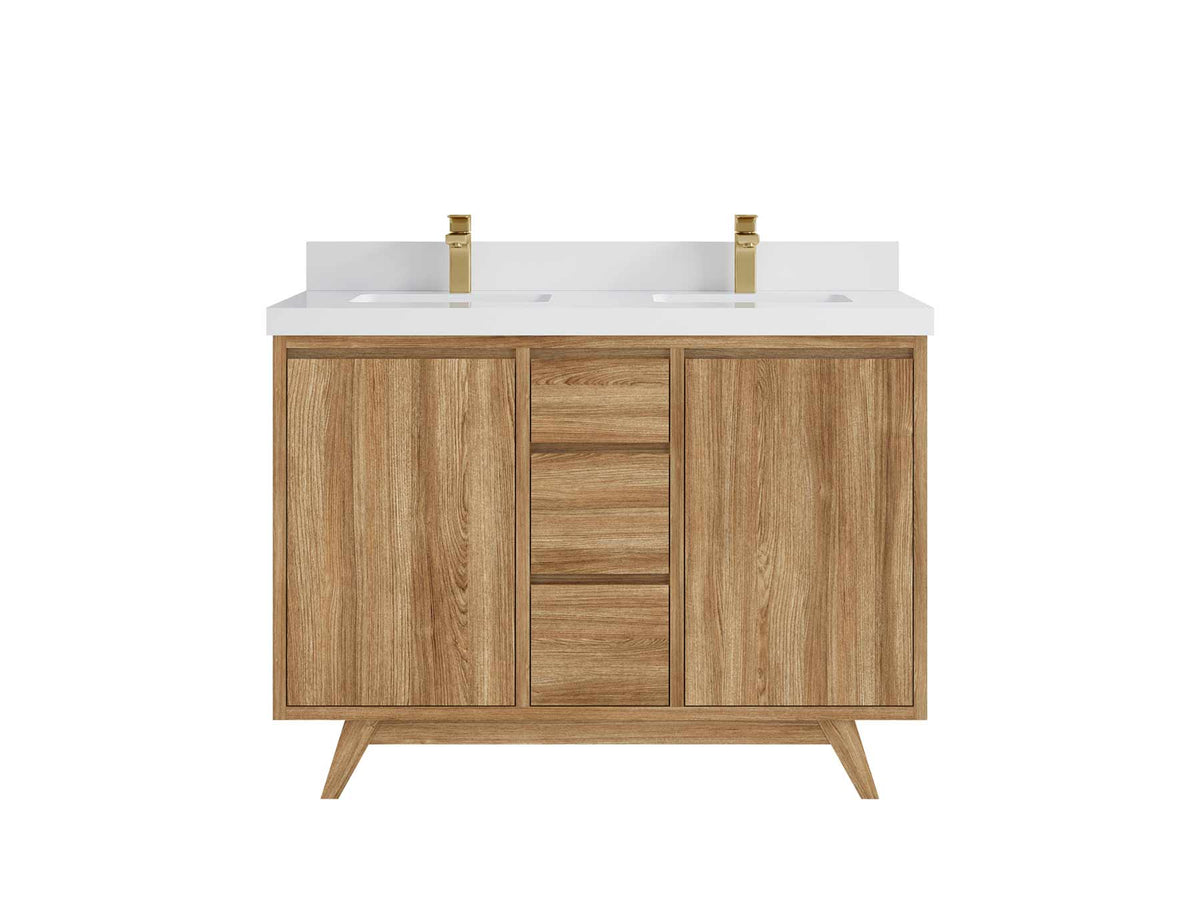 Madison Teak Wood 48 in. W x 22 in. D Double Sink Bathroom Vanity - Willow Bath and Vanity