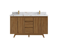 Madison Teak Wood 60 in. W x 22 in. D Double Sink Bathroom Vanity - photo 24
