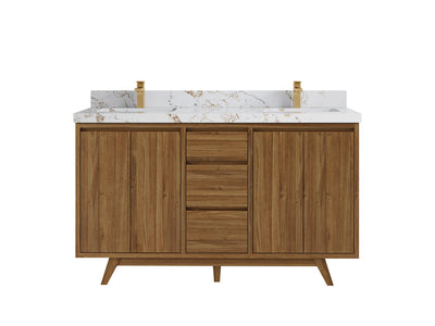 Madison Teak Wood 60 in. W x 22 in. D Double Sink Bathroom Vanity - Willow Bath and Vanity