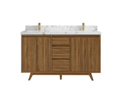 Madison Teak Wood 60 in. W x 22 in. D Double Sink Bathroom Vanity - photo 23