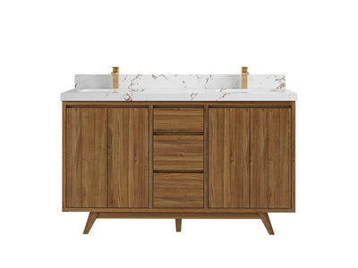 Madison Teak Wood 60 in. W x 22 in. D Double Sink Bathroom Vanity - Willow Bath and Vanity