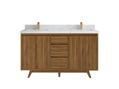 Madison Teak Wood 60 in. W x 22 in. D Double Sink Bathroom Vanity - photo 22