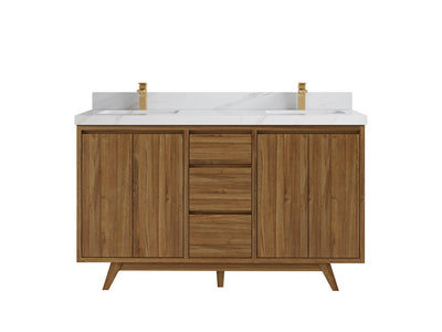 Madison Teak Wood 60 in. W x 22 in. D Double Sink Bathroom Vanity - Willow Bath and Vanity