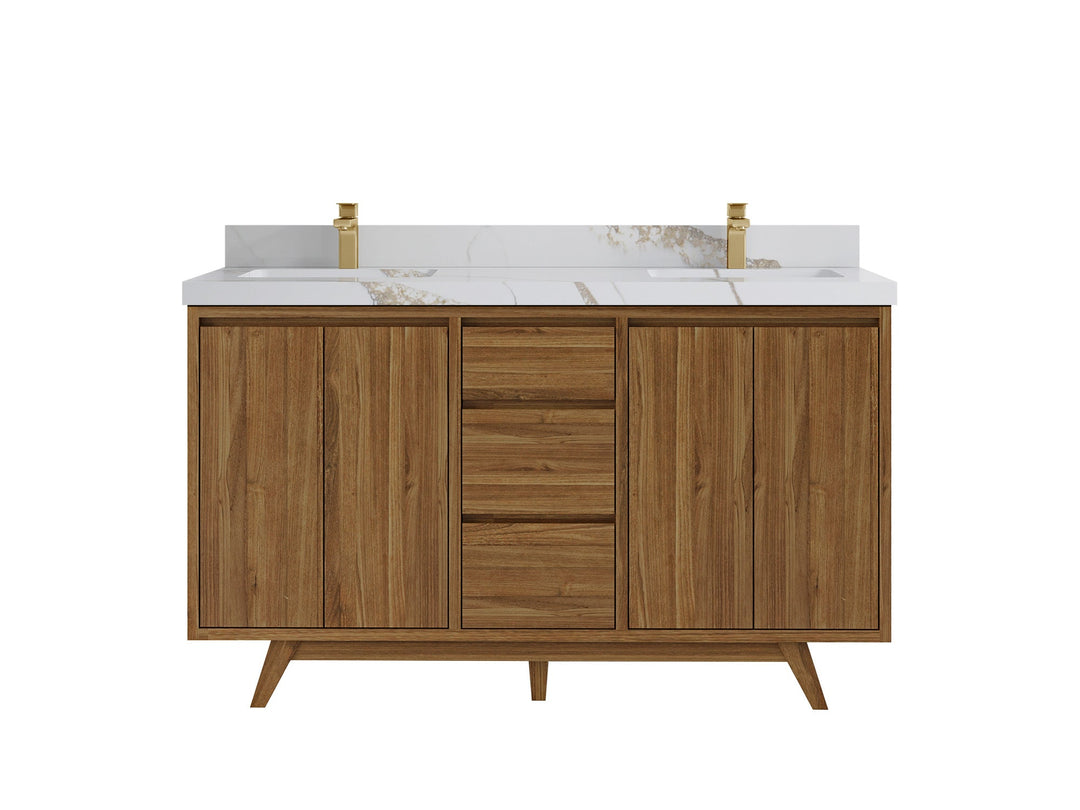 Madison Teak Wood 60 in. W x 22 in. D Double Sink Bathroom Vanity - Willow Bath and Vanity