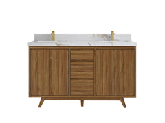 Madison Teak Wood 60 in. W x 22 in. D Double Sink Bathroom Vanity - photo 20