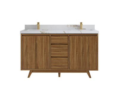 Madison Teak Wood 60 in. W x 22 in. D Double Sink Bathroom Vanity - Willow Bath and Vanity