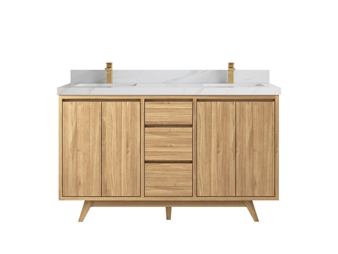 Madison Teak Wood 60 in. W x 22 in. D Double Sink Bathroom Vanity - Willow Bath and Vanity