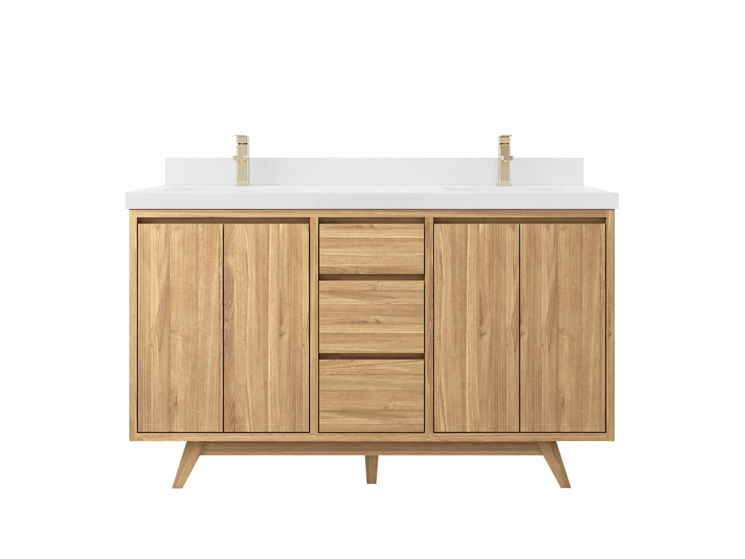 Madison Teak Wood 60 in. W x 22 in. D Double Sink Bathroom Vanity - Willow Bath and Vanity