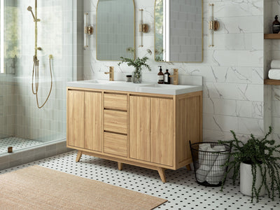 Madison Teak Wood 60 in. W x 22 in. D Double Sink Bathroom Vanity - Willow Bath and Vanity