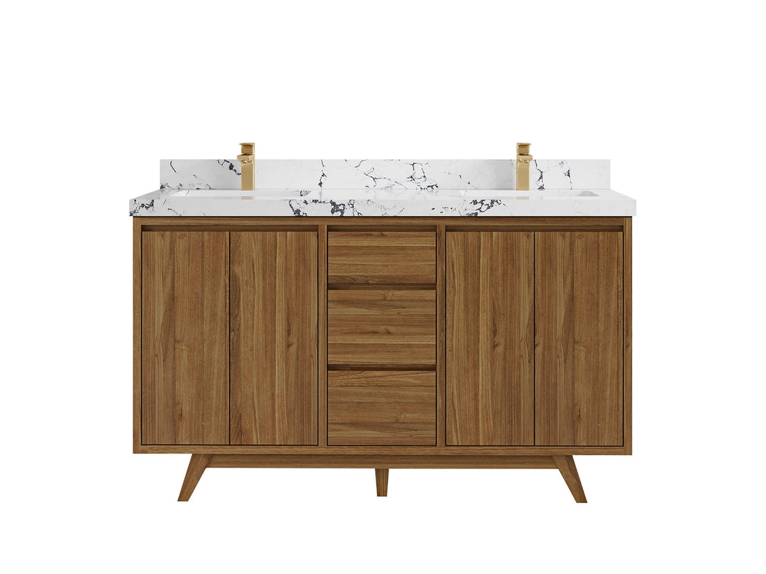 Madison Teak Wood 60 in. W x 22 in. D Double Sink Bathroom Vanity - Willow Bath and Vanity