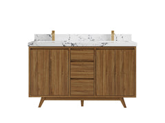 Madison Teak Wood 60 in. W x 22 in. D Double Sink Bathroom Vanity - photo 25
