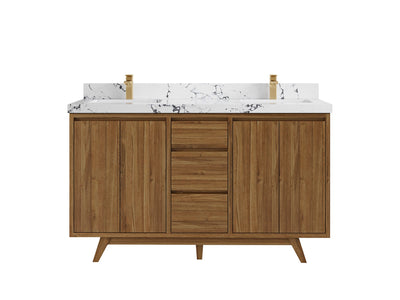 Madison Teak Wood 60 in. W x 22 in. D Double Sink Bathroom Vanity - Willow Bath and Vanity