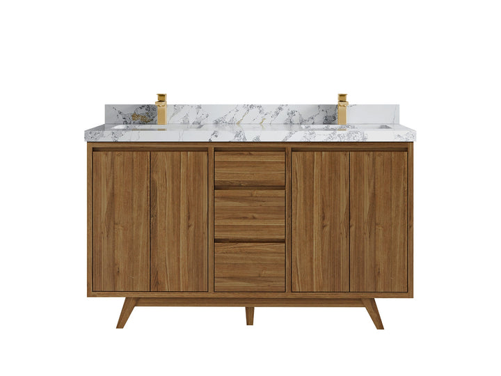 Madison Teak Wood 60 in. W x 22 in. D Double Sink Bathroom Vanity - photo 21