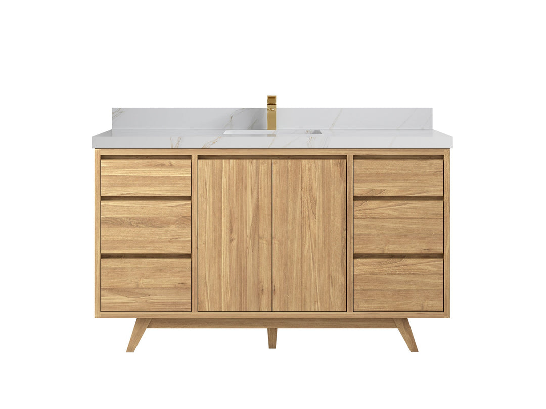 Madison Teak Wood 60 in. W x 22 in. D Single Sink Bathroom Vanity - Willow Bath and Vanity