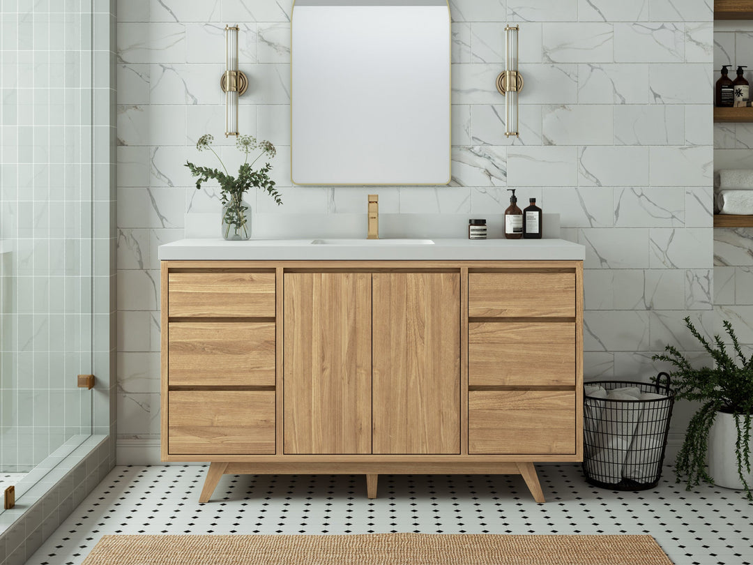 Madison Teak Wood 60 in. W x 22 in. D Single Sink Bathroom Vanity - Willow Bath and Vanity