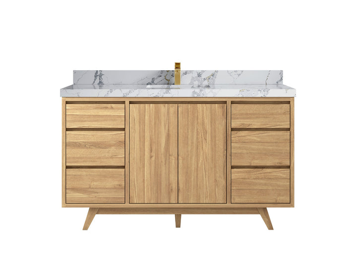 Madison Teak Wood 60 in. W x 22 in. D Single Sink Bathroom Vanity - photo 21