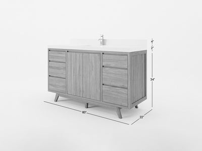 Madison Teak Wood 60 in. W x 22 in. D Single Sink Bathroom Vanity - Willow Bath and Vanity
