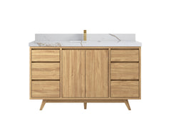 Madison Teak Wood 60 in. W x 22 in. D Single Sink Bathroom Vanity - photo 22