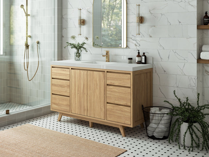 Madison Teak Wood 60 in. W x 22 in. D Single Sink Bathroom Vanity - photo 2