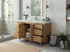 Madison Teak Wood 60 in. W x 22 in. D Single Sink Bathroom Vanity - photo 3