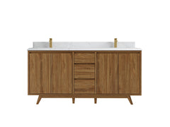 Madison Teak Wood 72 in. W x 22 in. D Double Sink Bathroom Vanity - photo 16