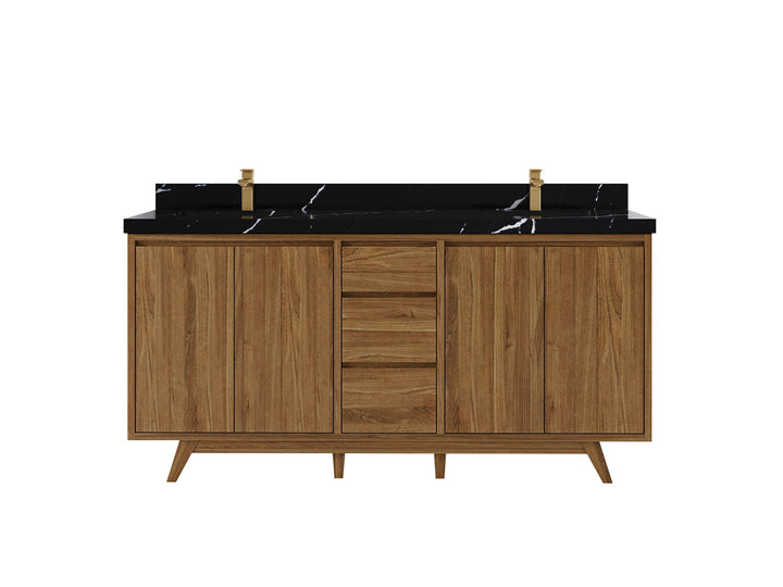 Madison Teak Wood 72 in. W x 22 in. D Double Sink Bathroom Vanity - photo 9