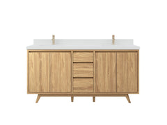 Madison Teak Wood 72 in. W x 22 in. D Double Sink Bathroom Vanity - photo 1