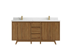Madison Teak Wood 72 in. W x 22 in. D Double Sink Bathroom Vanity - photo 11
